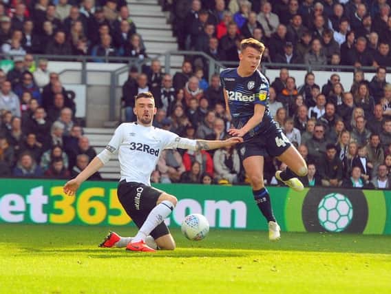 CHANCE TO SHINE: For Leeds United teen Jamie Shackleton, right, in Saturday's Championship play-off semi-final first leg at Derby County. Picture by Tony Johnson.