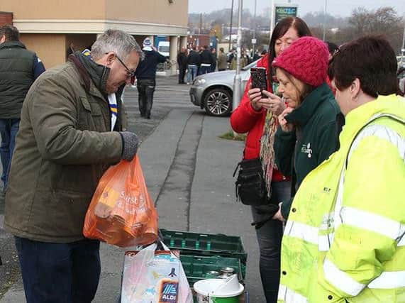The Leeds Fans Foodbank collection point at Elland Road.