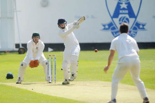 Eliot Audsely, of Adel, attacks the Otley bowling during Sunday's Waddilove Cup encounter. PIC: Steve Riding