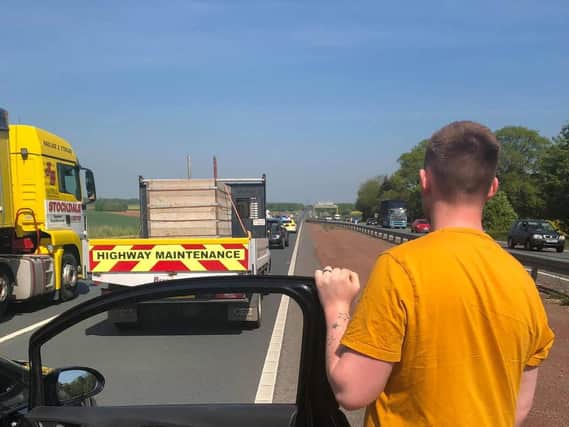 Delays on the eastbound A64 near Bramham after a police incident (Photo: Jess Whitehead).