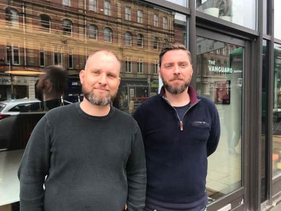 Brothers Jonathan and Alexander Neil outside The Vanguard in Leeds which will be undergoing a name change.