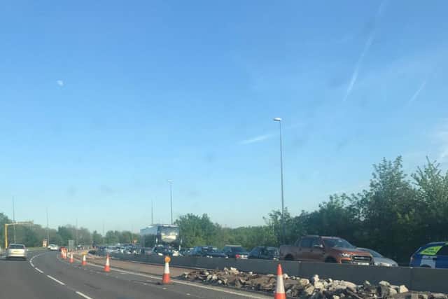 The M621 near Elland Road, taken from the southbound carriageway.