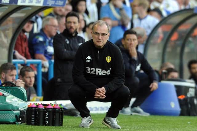 Leeds United head coach Marcelo Bielsa looks on at Elland Road.