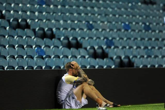 Pontus Jansson cut a lonely figure at Elland Road following full-time.
