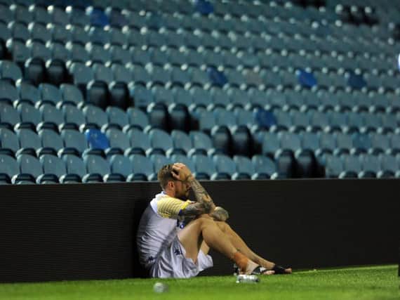 Pontus Jansson cut a lonely figure at Elland Road following full-time.