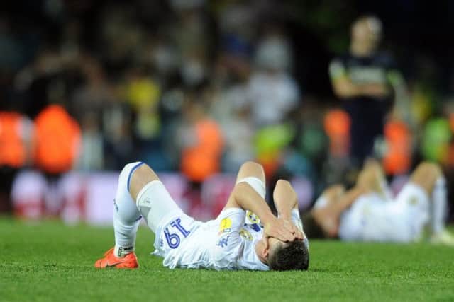 MISERY: Playmaker Pablo Hernandez is left devastated by Leeds United's Championship play-off semi final second leg defeat to Derby County at Elland Road. Picture by Tony Johnson.