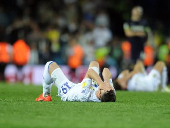 MISERY: Playmaker Pablo Hernandez is left devastated by Leeds United's Championship play-off semi final second leg defeat to Derby County at Elland Road. Picture by Tony Johnson.