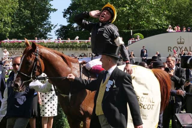 Jockey Frankie Dettori on board Stradivarius.