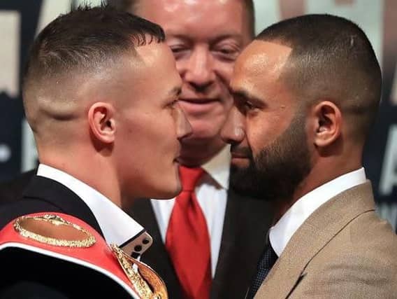 Leeds Warrior Josh Warrington squares to Sheffield's Kid Galahad