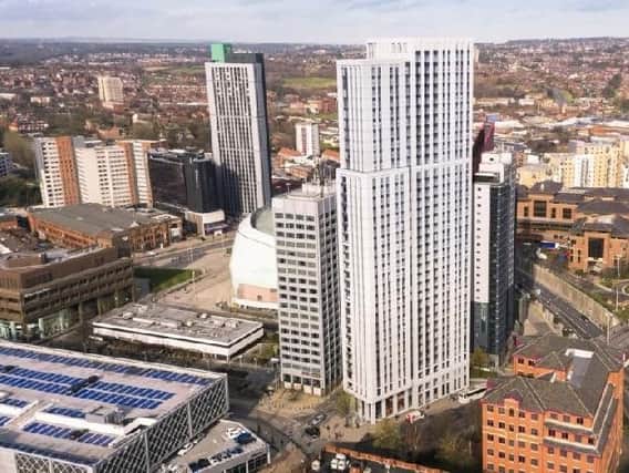 The student skyscraper is being built in Leeds city centre