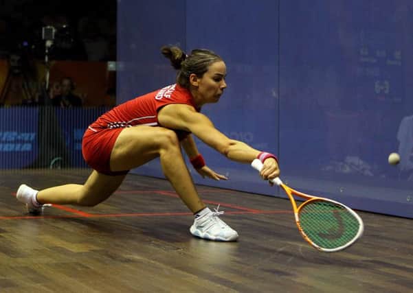 England's Jenny Duncalf in action against Malaysia's Nicol David in the final of the women's squash at the 2010 Commonwealth Games. Picture: PA