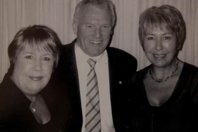 Diana and Carolyn with Leeds legend Eddie Gray.