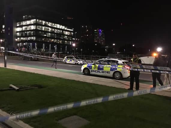A car has smashed into the Google offices in Leeds city centre