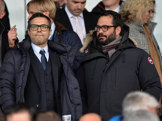 Leeds United owner Andrea Radrizzani (L) and sporting director Victor Orta (R).