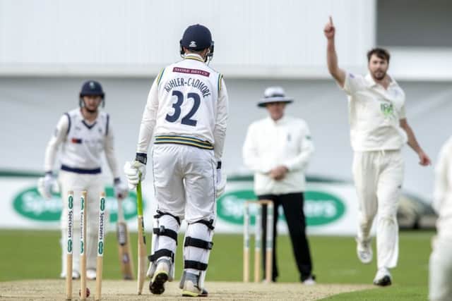 Tom Kohler-Cadmore is bowled for 45 by James Fuller.    Picture Bruce Rollinson