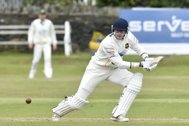 Harry Cullingford, of Pudsey St Lawrence, shared in a potentially match-winning stand of 103 with Jordan Thompson against New Farnley. PIC: Steve Riding