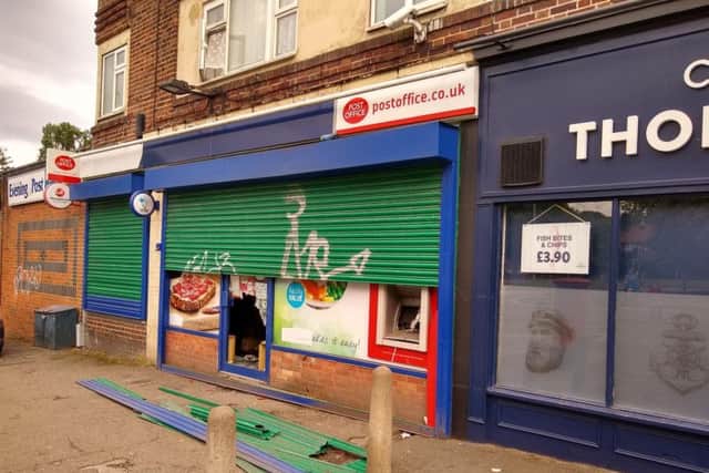 Power tools were used to cut through the roller shutters at the store in Dib Lane, Gipton.