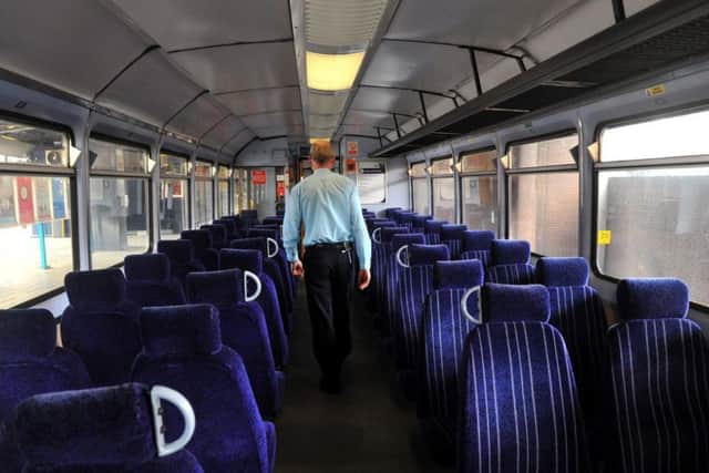The sight of the inside of a Northern pacer train is almost unrecognisable without its seats and aisles overcrowded with commuters.