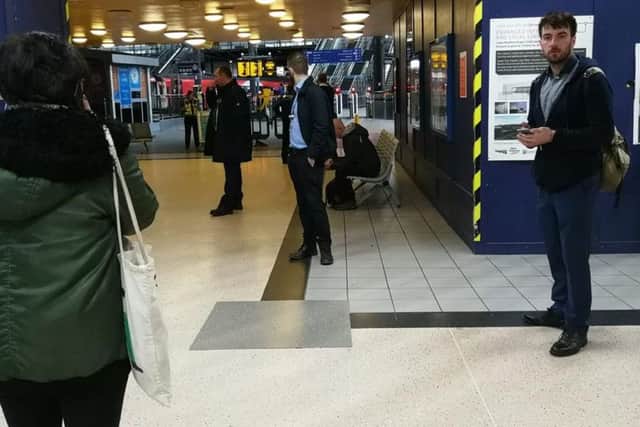 The scene of an evacuated Leeds Train Station after full closure to and from Leeds. Photo: Robert Monk.