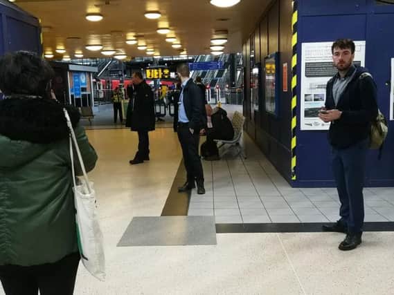 The scene of an evacuated Leeds Train Station after full closure to and from Leeds. Photo: Robert Monk.