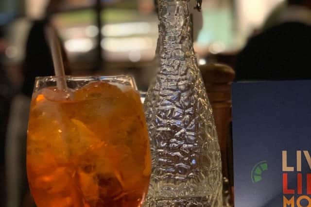 An Aperol Spritz and Brewfist La Bassa at LIVIN Italy Dough House, Cloth Hall Street.
