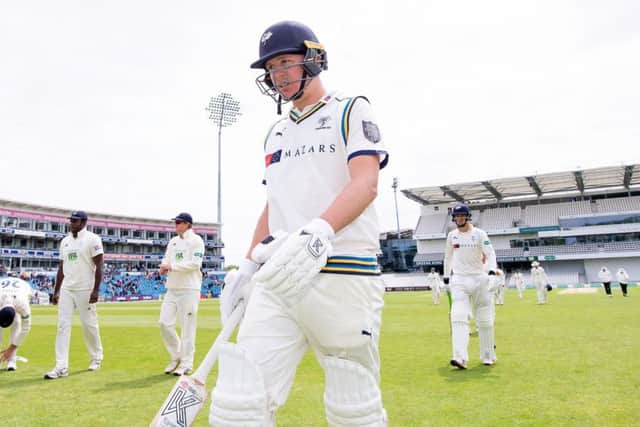 IN THE ZONE: Yorkshire's Gary Ballance leaves the Headingley field at lunch against Hampshire earlier this week. Picture by Allan McKenzie/SWpix.com