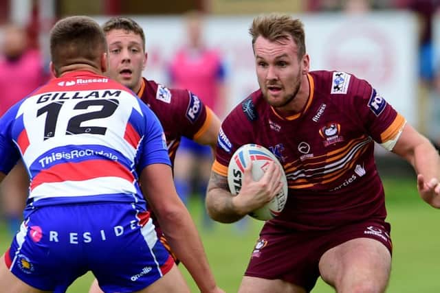 Batley Adam Gledhill in action against Rochdale.