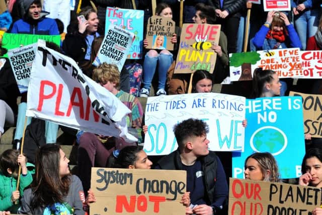 Climate change protestors in Leeds.