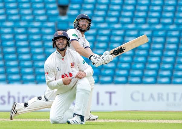 Adam Lyth hits a six off a Sam Cook delivery.   Picture Bruce Rollinson