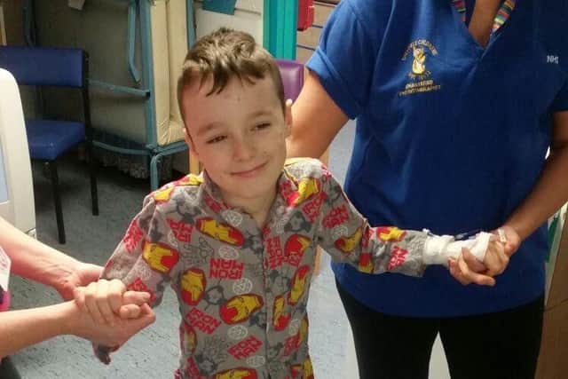 Connor recovering in Sheffield Children's Hospital