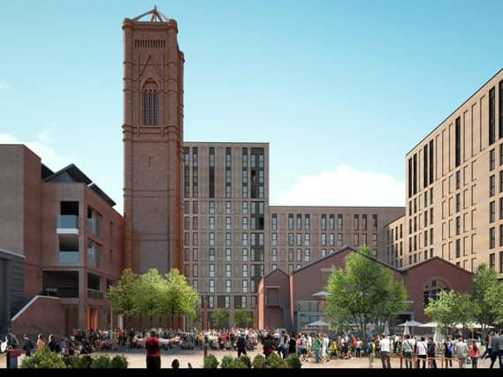 A CGI of how The Tower Works redevelopment could look with The Engine House building at the front right of the image. PIC: Richardsons