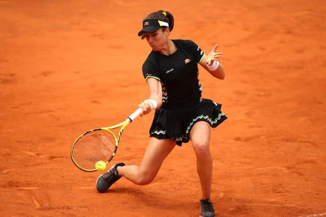 TOUGH TIMES: Johanna Konta plays a forehand during her ladies singles semi-final match against Marketa Vondrousova Picture: Julian Finney/Getty Images