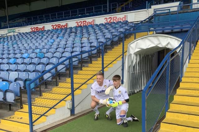 Nicky Byrne returns to the Elland Road pitch, with son Rocco,age 12, on 11 June 2019, when he visits the city for two gigs at Leeds' First Direct Arena. Pic by Josh Harkin of Daniel Hughes PR.