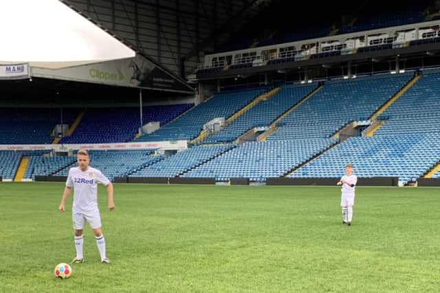 Nicky Byrne returns to the Elland Road pitch, with son Rocco,age 12, on 11 June 2019, when he visits the city for two gigs at Leeds' First Direct Arena. Pic by Josh Harkin of Daniel Hughes PR.
