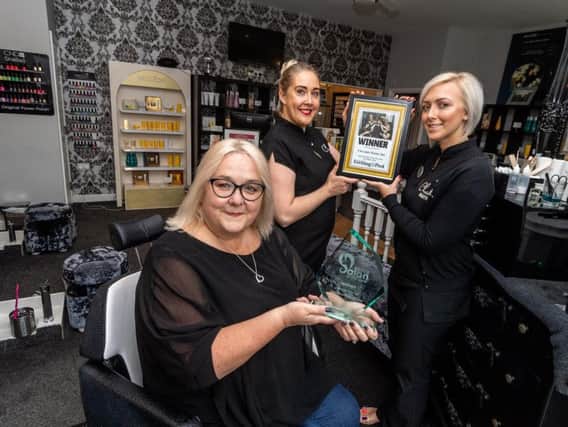 Salon of The Year Winner, Chocolate Beauty Spa, High Street, Morley, Leeds. Pictured (left to right) Beverley Thornton, Sarah Ledgard, and owner Shanda Wright.