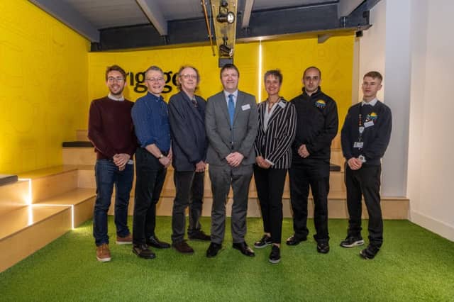 Breakfast event at Engage Interactive, Munro House, Duke Street, Leeds. Pictured (left to right) Speakers Alex Willcocks, Engage, Jason Tutin, Leeds City Council, Vic Berry, Get Technology Together, Greg Wright, Deputy Business Editor of The Yorkshire Post, Kate Hainsworth, CEO, Leeds Community Foundation, Ash Rassaq, CATCH, and Dawid Danielczyk, CATCH Leeds.