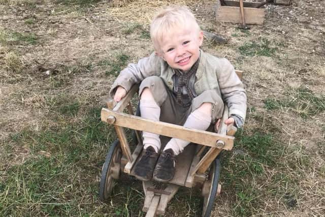 Rocco Haynes, five, from Middleton, during the filming of Gentleman Jack