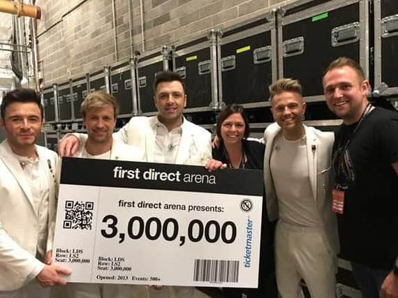 Westlife helped firstdirect arena welcome three milion visitors this week.