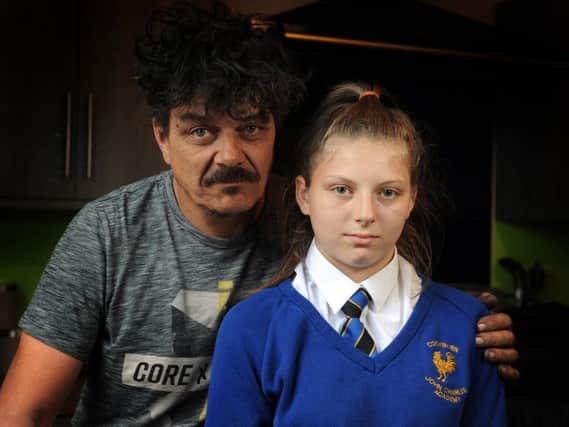eoff Smith with his daughter Bobbiemay, 14, has been put into isolation/excluded from Cockburn/ John Charles Academy in Beeston due to a daith ear piercing which was done specifically to relieve her migraines.