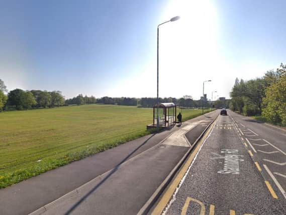 A road closure has been put in place after a crash between a pedestrian and cyclist.