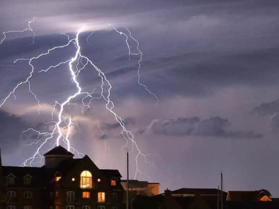 An incredible lightning strike captured in Eastbourne. Photo: Mark Jarvis/Twitter/PA Wire