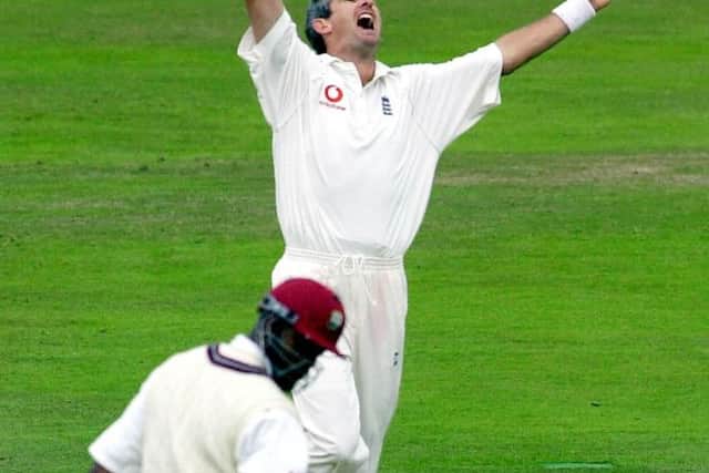 Bowler Andy Caddick claimed four wickets in an over on the Headingley turf during the fourth test against the West Indies.
