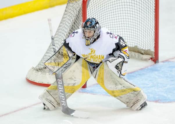 Sam Gospel, seen in action last season for Nottingham Panthers, has been signed as the No 1 netminder for Leeds Chiefs for the 2019-20 NIHL National season. Picture courtesy of EIHL/Karl Denham.