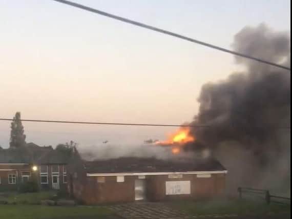 The former Middleton Marauders clubhouse on fire (Photo and video: Lee Mac).