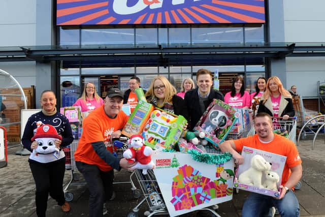 Radio Aire Mission Christmas appeal at B&M in Armley in 2017.