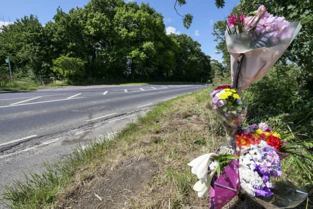 The flowers left at the scene.