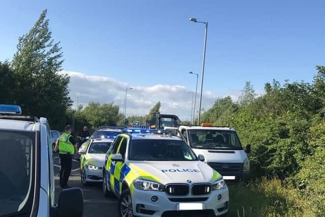 The pick-up truck pulling the digger, stolen from a building site near York.