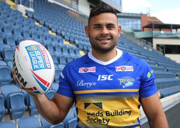 Leeds Rhinos new signing Rhys Martin is unveiled at Headingley. Picture: Leeds Rhinos.