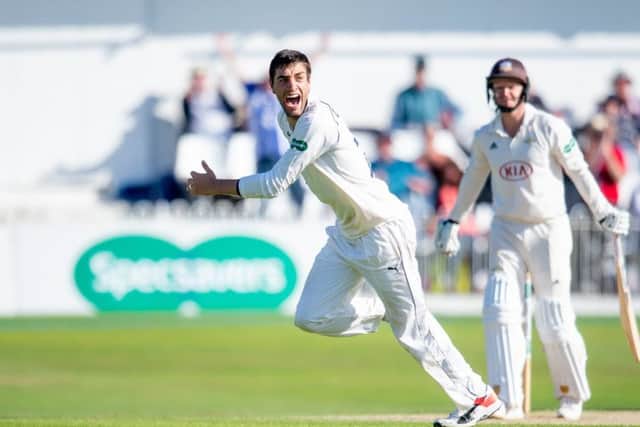 High drama: Yorkshire's Duanne Olivier celebrates as he takes the final wicket of Surrey's Gareth Batty to seal victory. Picture: SWPix