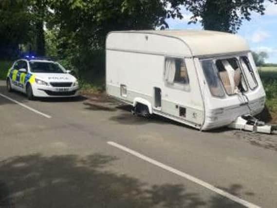 One of the two caravans dumped on the side of a road in Ledston